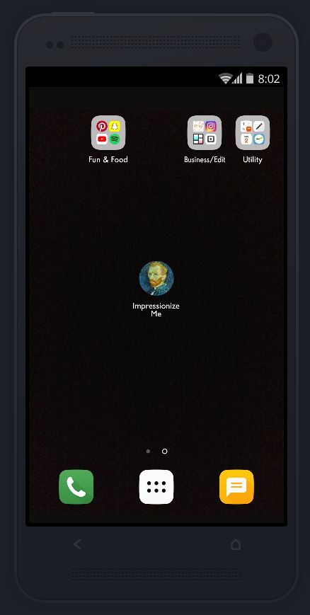 "Impressionize Me" App Prototype: https://invis.io/8JPDQV6GAKQ