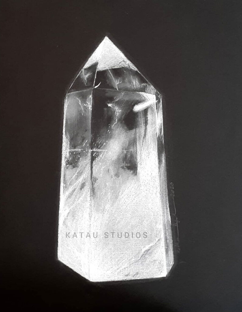 White Charcoal Quartz Drawing