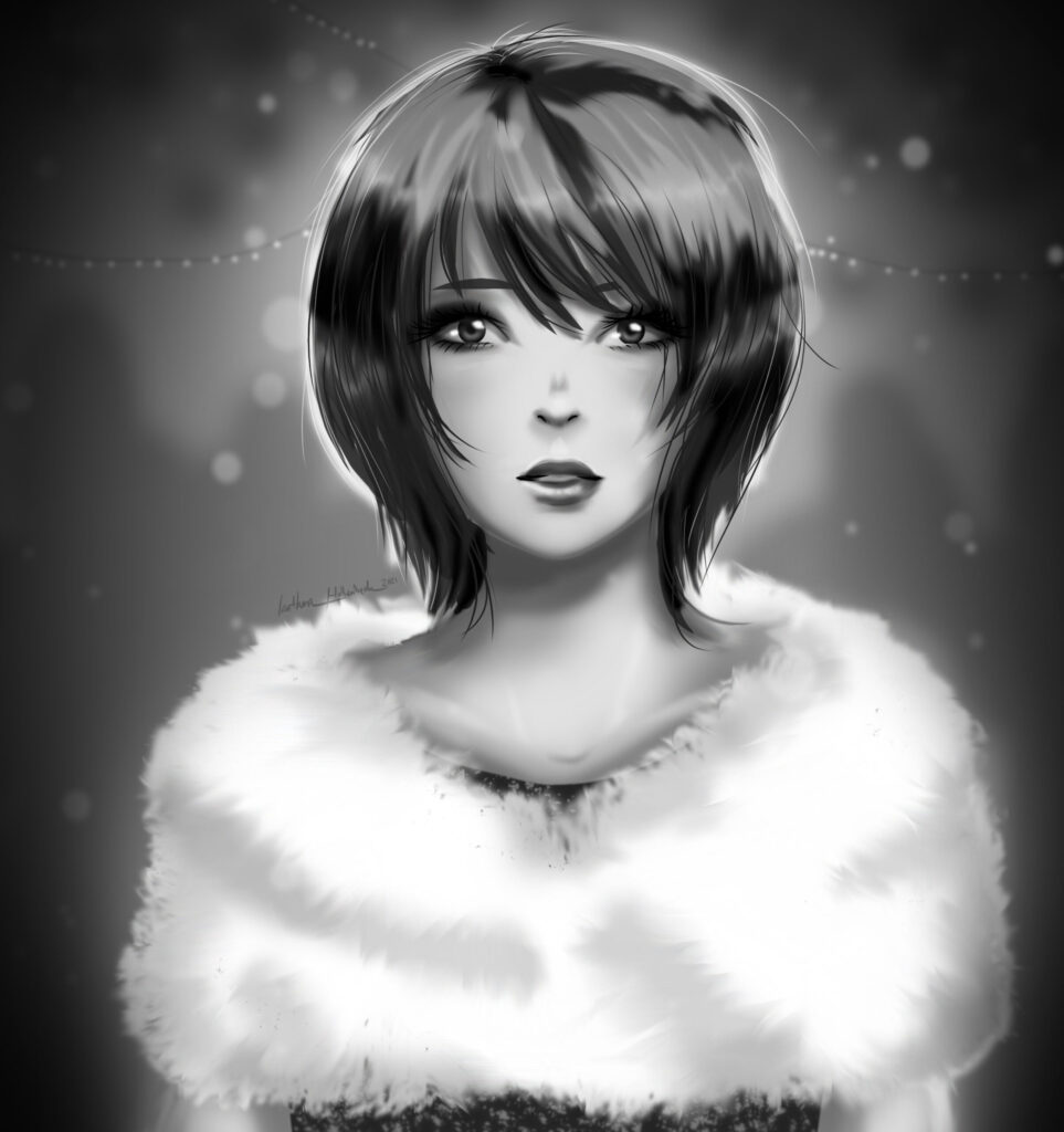 Grayscale Gal Digital Painting